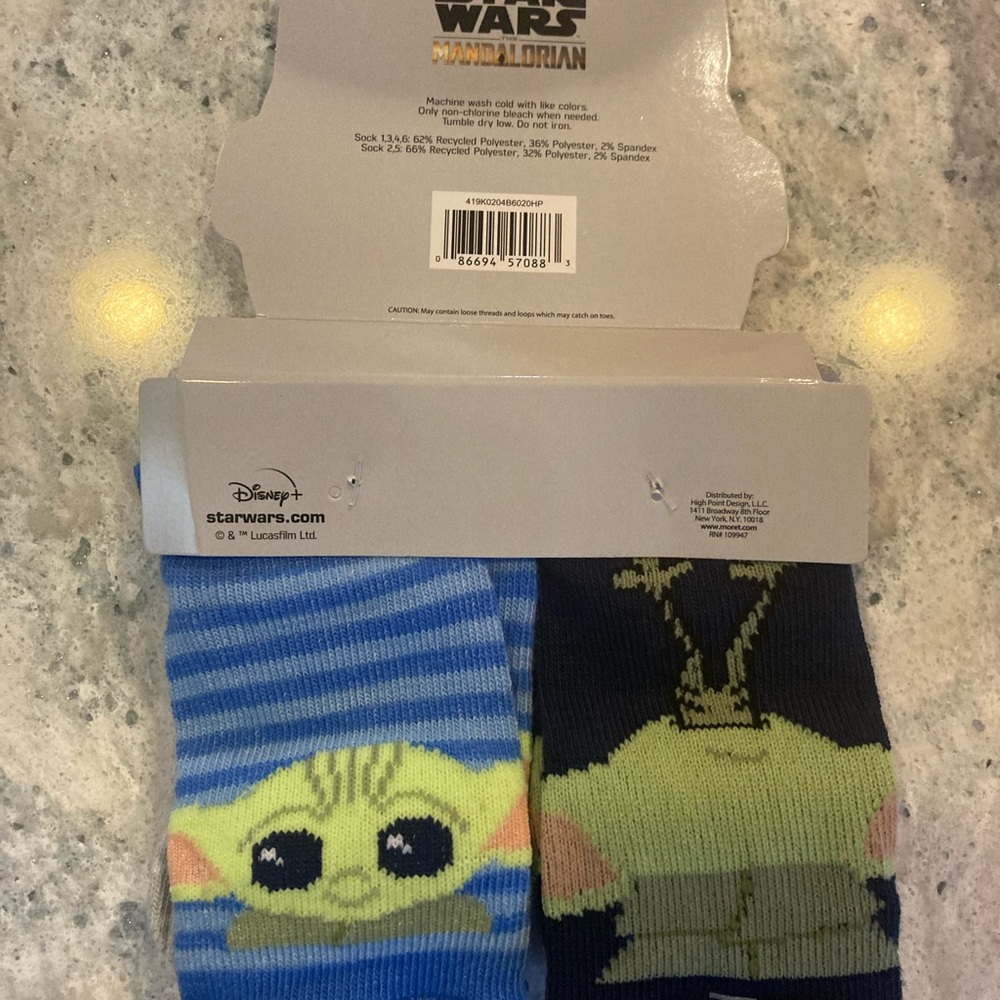 Baby yoda baby socks.  Size 12-24 months 6 pairs